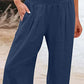 Amelyn - Einfache Hose mit hoher Taille und weitem Bein, einfarbig, mittlere Länge