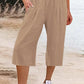 Amelyn - Einfache Hose mit hoher Taille und weitem Bein, einfarbig, mittlere Länge