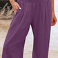 Amelyn - Einfache Hose mit hoher Taille und weitem Bein, einfarbig, mittlere Länge