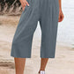 Amelyn - Einfache Hose mit hoher Taille und weitem Bein, einfarbig, mittlere Länge