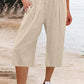 Amelyn - Einfache Hose mit hoher Taille und weitem Bein, einfarbig, mittlere Länge
