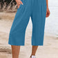 Amelyn - Einfache Hose mit hoher Taille und weitem Bein, einfarbig, mittlere Länge