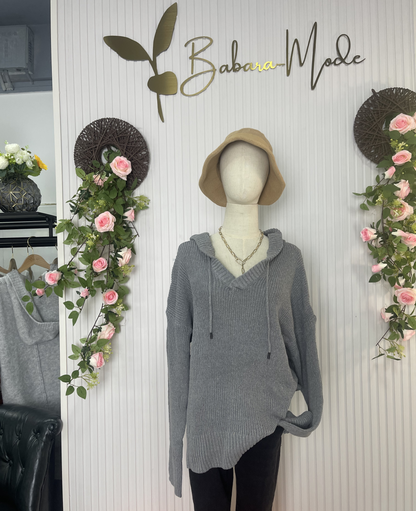 Monci® - Grauer einfarbiger Kapuzenpullover