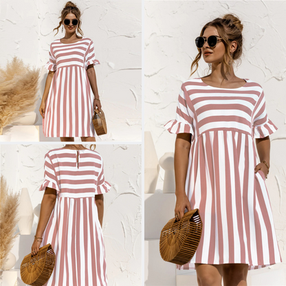 Reverie | Gestreiftes Rüschenkleid