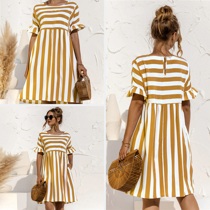 Reverie | Gestreiftes Rüschenkleid