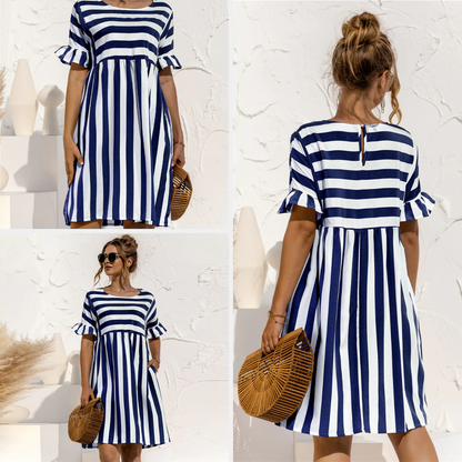 Reverie | Gestreiftes Rüschenkleid