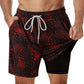 Marineblaue Badeshorts mit lebendigem