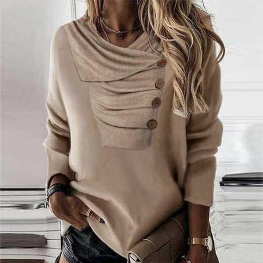 Ein einfarbiges, langärmeliges Top in Braun