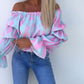 Bunt bedrucktes One-Shoulder-Freizeitoberteil
