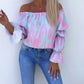 Bunt bedrucktes One-Shoulder-Freizeitoberteil