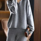 Corene - 2 Stück Set Ladies Oversized Trainingsanzug Polo Kragen Pullover und Hose