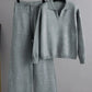 Corene - 2 Stück Set Ladies Oversized Trainingsanzug Polo Kragen Pullover und Hose