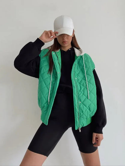 Warme gepolsterte Winterweste mit Kapuze für Frauen & Herren