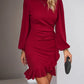 Charlotte - Smaragdgrünes Kleid mit Rüschensaum
