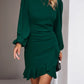 Charlotte - Smaragdgrünes Kleid mit Rüschensaum
