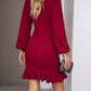 Charlotte - Smaragdgrünes Kleid mit Rüschensaum