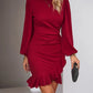 Charlotte - Smaragdgrünes Kleid mit Rüschensaum