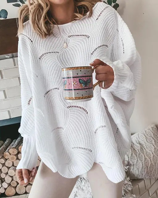 Pullover mit Halsausschnitt und hohlem Design