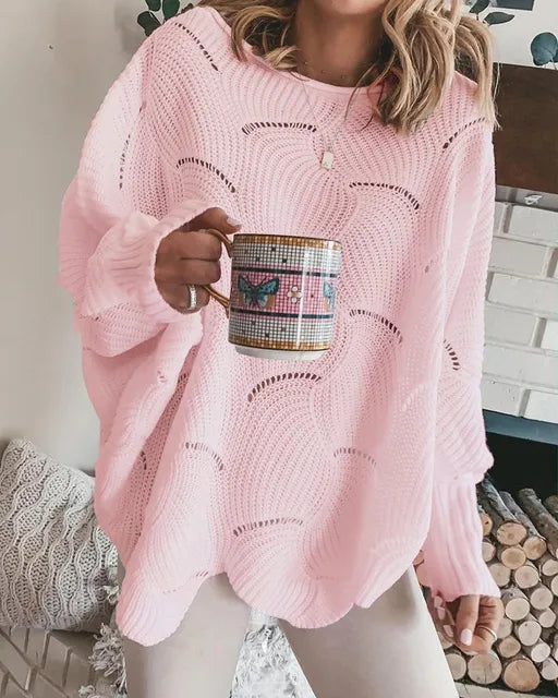 Pullover mit Halsausschnitt und hohlem Design