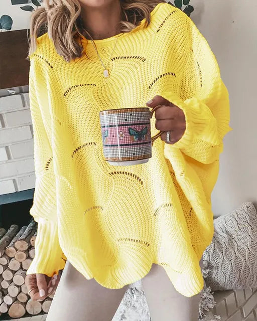 Pullover mit Halsausschnitt und hohlem Design