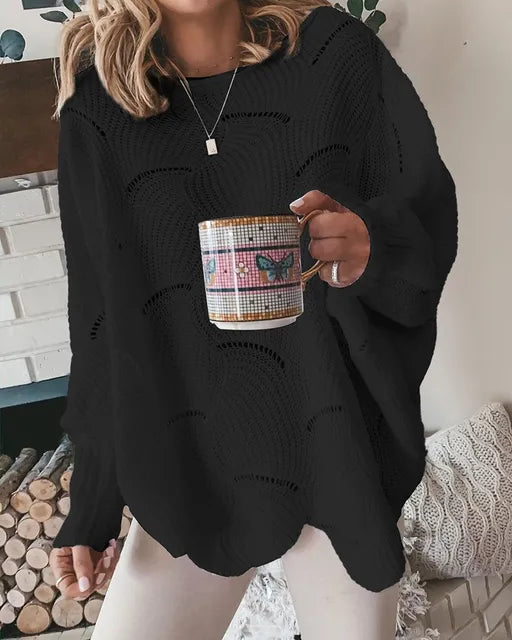 Pullover mit Halsausschnitt und hohlem Design