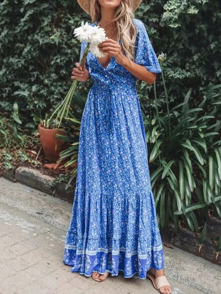 Leonie | Bohème Maxikleid - Maxikleid Boho-Stil