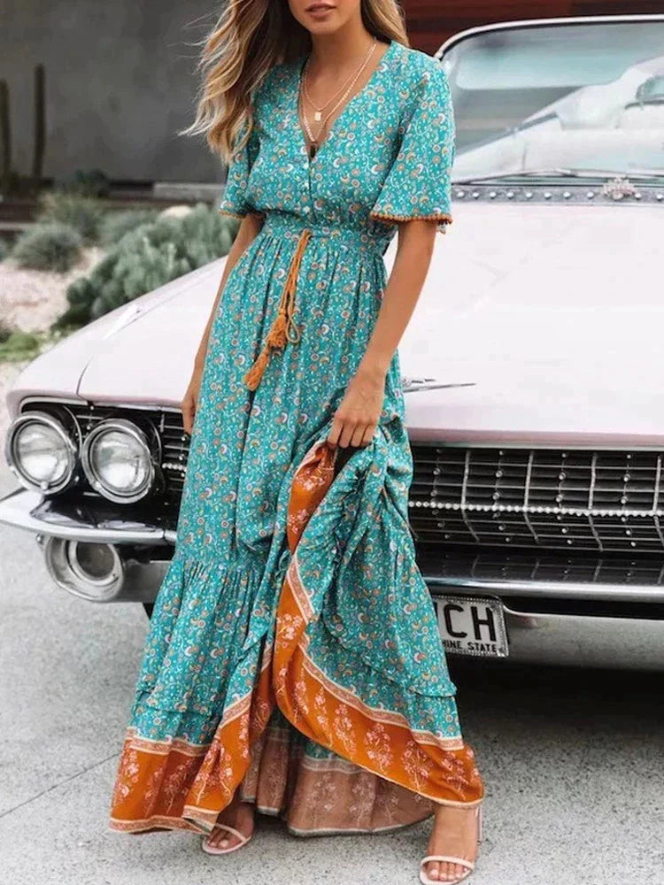 Leonie | Bohème Maxikleid - Maxikleid Boho-Stil