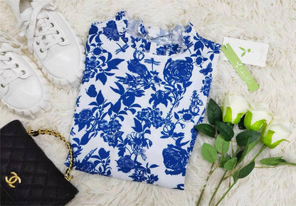 Even&Vil® - Sweet Plant Blaues langärmeliges Top