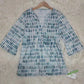 FallStil® - Aquarell Blau & Weiß ¾ Ärmel Tunika Top