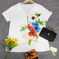 FallStil® - Romantisches kurzärmeliges Top mit Blumendruck