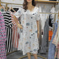 FallStil® - Frisches weißes buntes Blumendruck V-Ausschnitt Minikleid