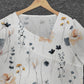 FallStil® - Frisches weißes buntes Blumendruck V-Ausschnitt Minikleid