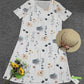 FallStil® - Frisches weißes buntes Blumendruck V-Ausschnitt Minikleid