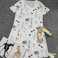 FallStil® - Frisches weißes buntes Blumendruck V-Ausschnitt Minikleid