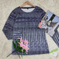 FallStil® - Blau Drip Luxe Print Langarm-Top
