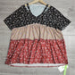 Naturlux® - Hippiestreifen Mini-Blumendruck Kurzarm-Top