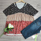 Naturlux® - Hippiestreifen Mini-Blumendruck Kurzarm-Top