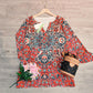 EcoExotica® - Mandala Herbst Rot ¾ Ärmel Top