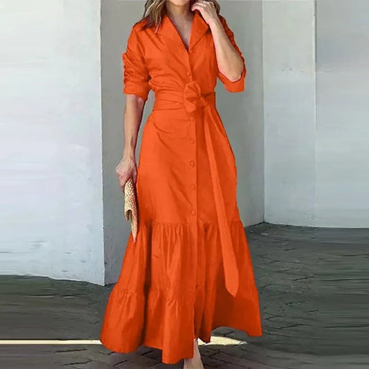 Coralia - Langes Kleid in Korallenrot