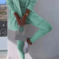Alicia - Dreiteiliges Set bestehend aus einer Strickjacke mit Kapuze, einem Oberteil und einer Hose
