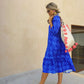 Naturlux® - Blau bedrucktes Midikleid mit Kragen