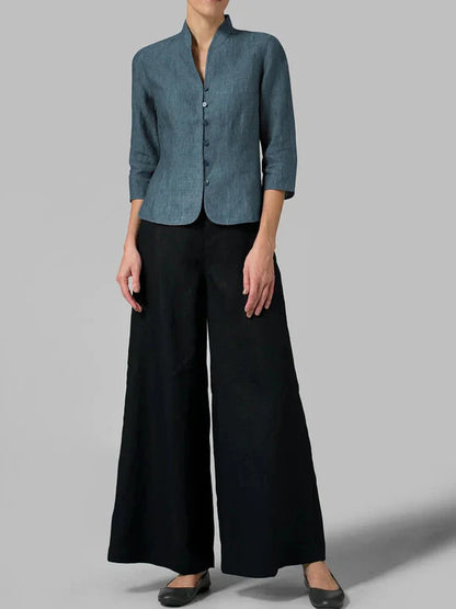 Brynna | hochwertige damen bluse mit stehkragen