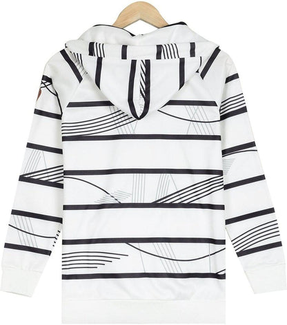 Even&Vil® - Hoher Kragen Schwarz Linie Tasche Front Hoodie Sweatshirt