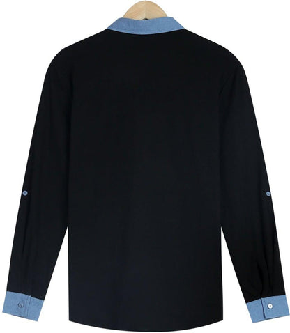 Even&Vil® - Zwei Looks in 1 Denim Schwarze Bluse