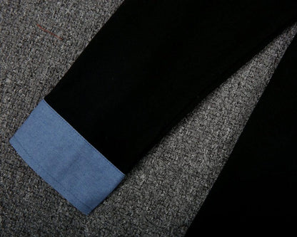 Even&Vil® - Zwei Looks in 1 Denim Schwarze Bluse