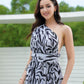 SpringStil® - Weiß Schwarz Zebra Print Asymmetrisches Maxikleid mit Frontschlitz