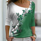 Langarmshirt mit Blumendruck und V-Ausschnitt