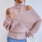 WinterStil® - Rosa einfarbiger Pullover mit hohem Halsausschnitt