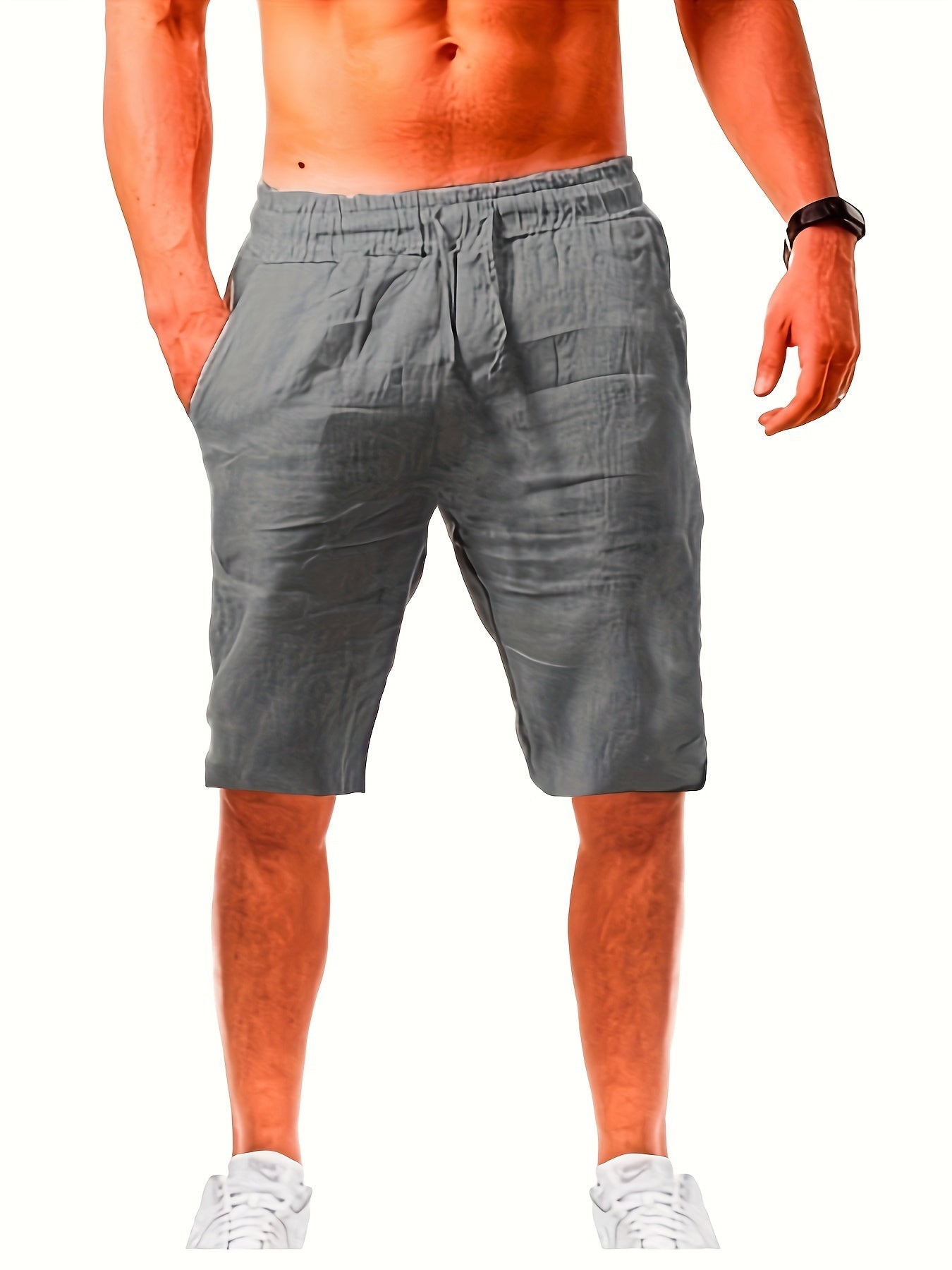 Graue Shorts mit Kordelzug und Taschen - Felix