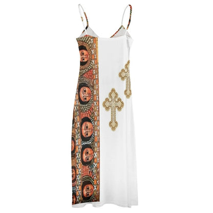 Fiona - Kulturelles Maxikleid mit Kreuzmotiv